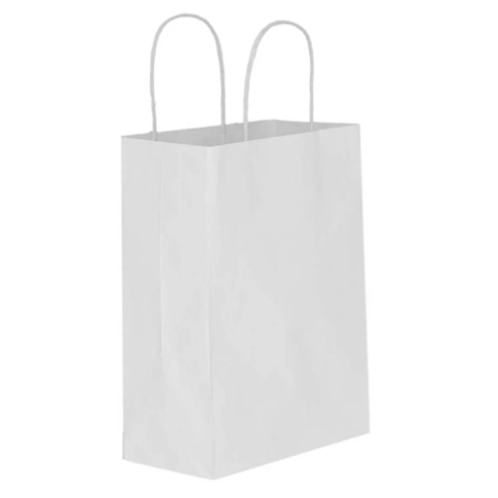 BÜKME SAPLI KRAFT ÇANTA BEYAZ 18X8X23 500 ADET