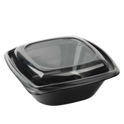 1000 CC KARE SİYAH SALATA PET (KAP + KAPAK) 50 ADET