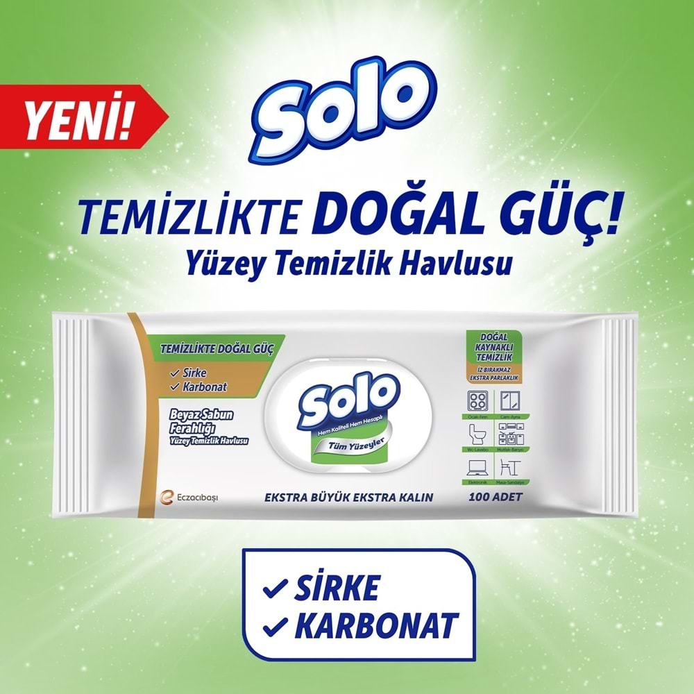 SOLO YÜZEY TEMİZLİK BEYAZ SABUN 100 ADET
