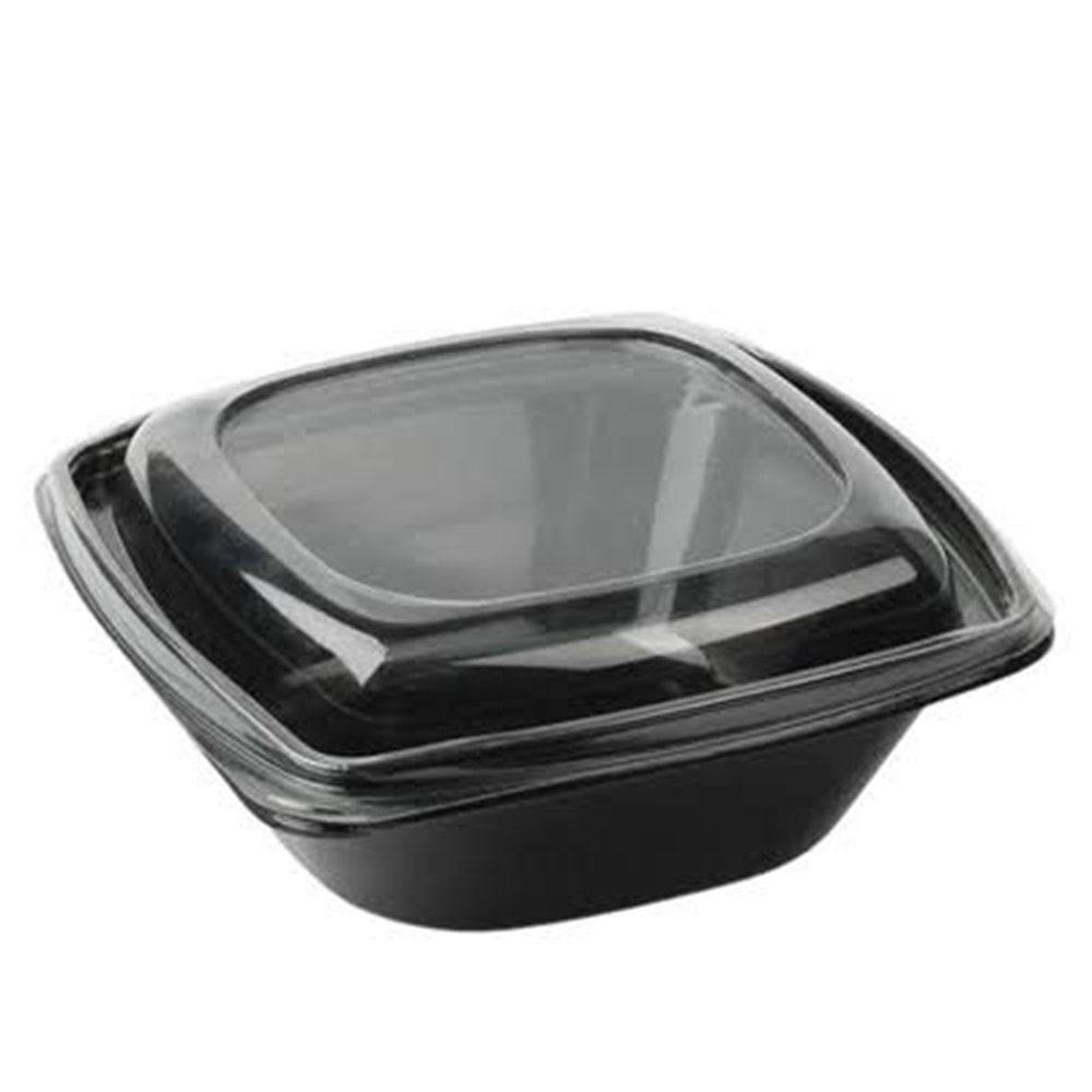1000 CC KARE SİYAH SALATA PET (KAP + KAPAK) 50 ADET